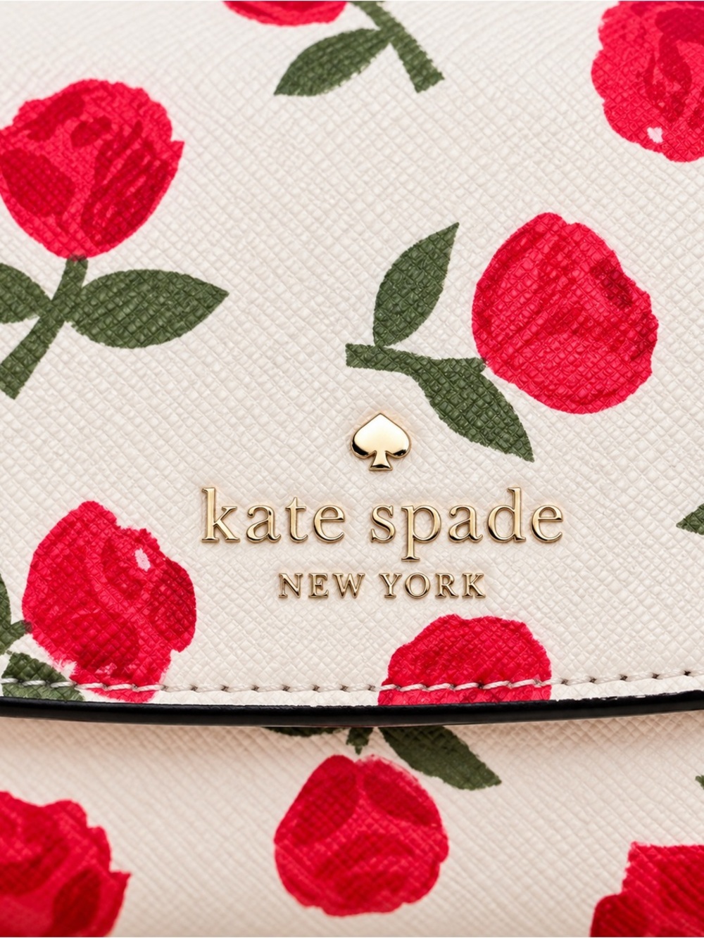 Kate Spade Dana Rose Crossbody Cream Red Floral Saffiano Leather Holiday Bag - Picture 7 of 15